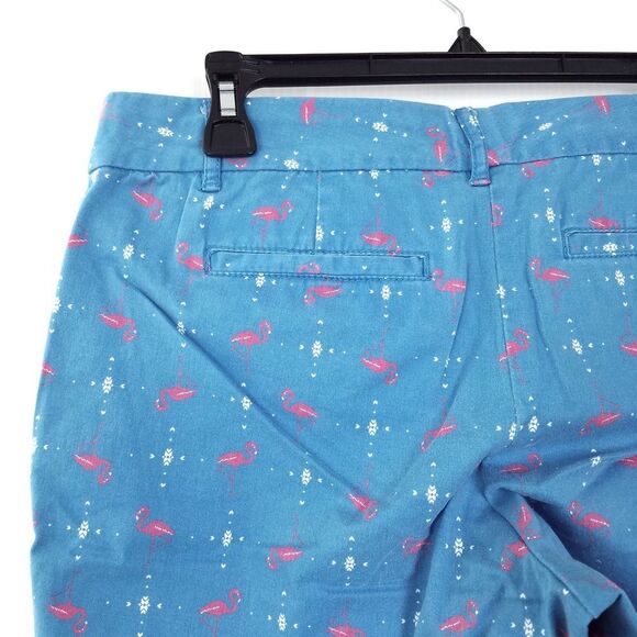 Crown & Ivy Turquoise Flamingo Cotton Chino Shorts Mid Rise 9" Inseam Size 6P - Picture 4 of 5